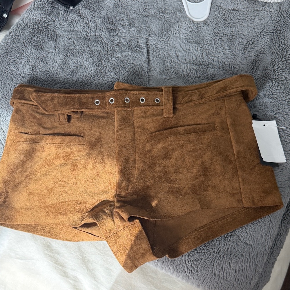 Blank NYC High Waist Brown Suede Shorts